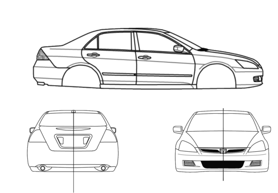 Honda Accord Se 07 V6 - Хонда - чертежи, габариты, рисунки автомобиля