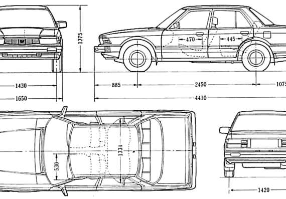Honda Accord Sedan (1982) - Хонда - чертежи, габариты, рисунки автомобиля