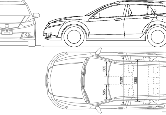 Honda Accord Tourer (2009) - Хонда - чертежи, габариты, рисунки автомобиля