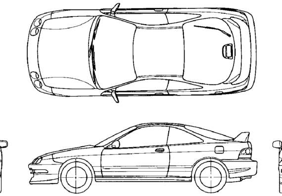Honda Acura Integra Type R DC2 (2000) - Хонда - чертежи, габариты, рисунки автомобиля