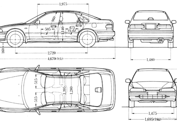 Honda Ascot Annova - Хонда - чертежи, габариты, рисунки автомобиля