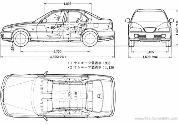 Honda Ascot Rafaga - Хонда - чертежи, габариты, рисунки автомобиля