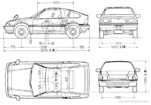 Honda Ballade Sports CRX - Хонда - чертежи, габариты, рисунки автомобиля