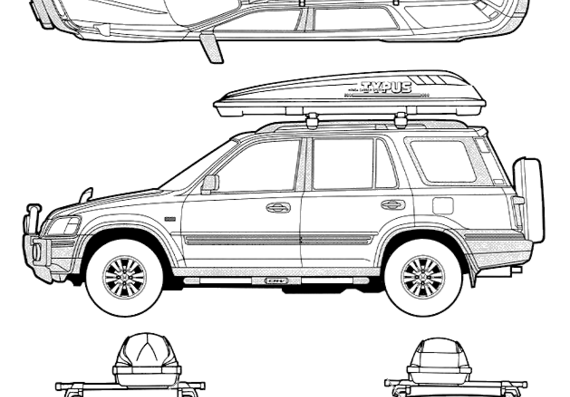 Honda CRV (1999) - Хонда - чертежи, габариты, рисунки автомобиля