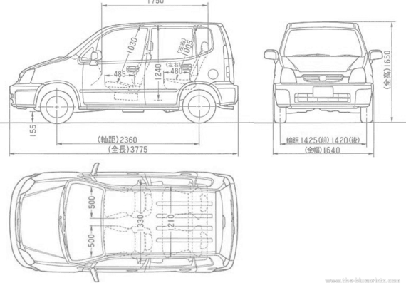 Honda Capa - Хонда - чертежи, габариты, рисунки автомобиля
