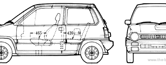 Honda City (1982) - Хонда - чертежи, габариты, рисунки автомобиля