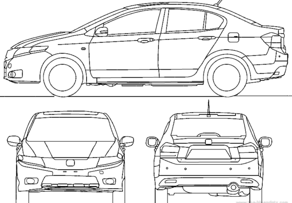 Honda City Mk5 (2014) - Хонда - чертежи, габариты, рисунки автомобиля
