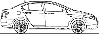 Honda City S (2009) - Хонда - чертежи, габариты, рисунки автомобиля