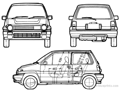 Honda City Turbo II (1984) - Хонда - чертежи, габариты, рисунки автомобиля