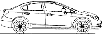 Honda Civic (2013) - Хонда - чертежи, габариты, рисунки автомобиля