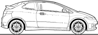 Honda Civic 3-Door (2007) - Хонда - чертежи, габариты, рисунки автомобиля