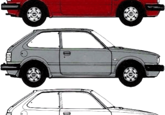 Honda Civic 3-Door L (1982) - Хонда - чертежи, габариты, рисунки автомобиля