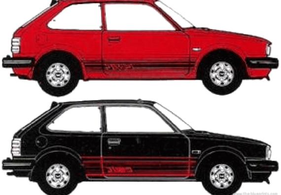 Honda Civic 3-Door S (1982) - Хонда - чертежи, габариты, рисунки автомобиля
