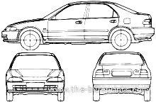 Honda Civic 4-Door (1993) - Honda - drawings, dimensions, pictures of the car