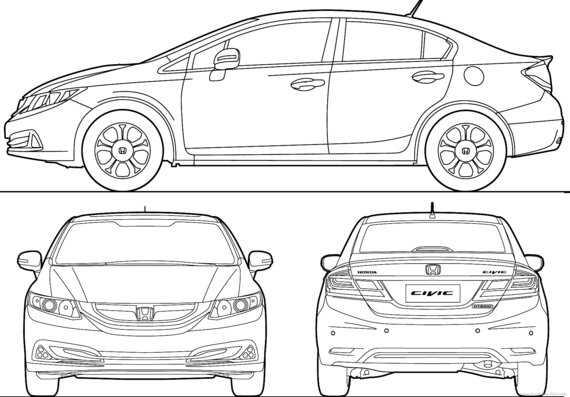 Honda Civic 4-Door (2013) - Honda - drawings, dimensions, pictures of the car