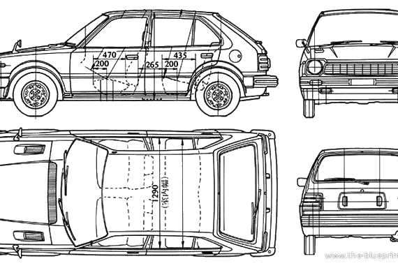 Honda Civic 5-Door (1979) - Хонда - чертежи, габариты, рисунки автомобиля