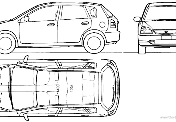 Honda Civic 5-Door (2001) - Хонда - чертежи, габариты, рисунки автомобиля