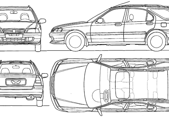 Honda Civic Aerodeck (1998) - Хонда - чертежи, габариты, рисунки автомобиля