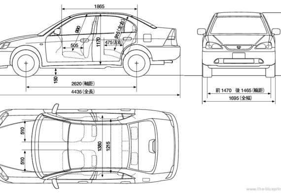 Honda Civic Ferio - Хонда - чертежи, габариты, рисунки автомобиля