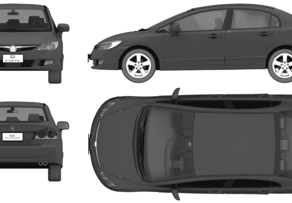 Honda Civic JDM (2006) - Хонда - чертежи, габариты, рисунки автомобиля