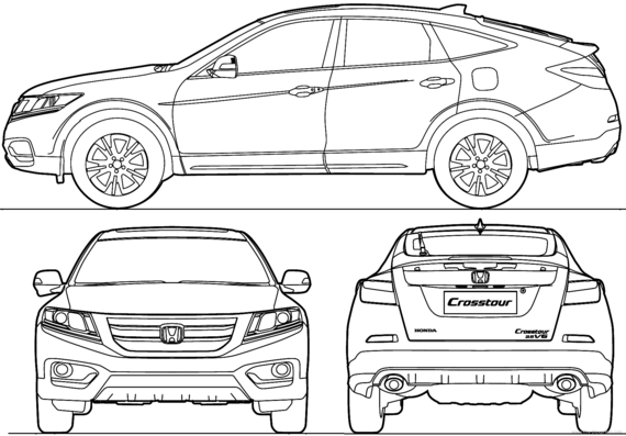 Honda Crosstour (2013) - Хонда - чертежи, габариты, рисунки автомобиля