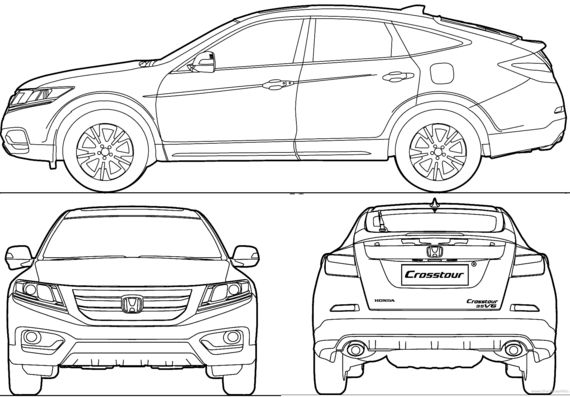 Honda Crosstour (2014) - Хонда - чертежи, габариты, рисунки автомобиля