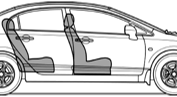 Honda Cvic 1.8 (2006) - Хонда - чертежи, габариты, рисунки автомобиля