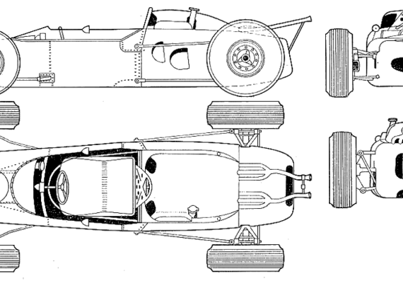Honda F1 (1964) - Хонда - чертежи, габариты, рисунки автомобиля