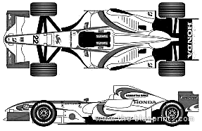 Honda F1 (2006) - Хонда - чертежи, габариты, рисунки автомобиля