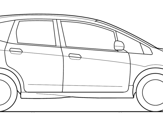 Honda Fit (2008) - Хонда - чертежи, габариты, рисунки автомобиля