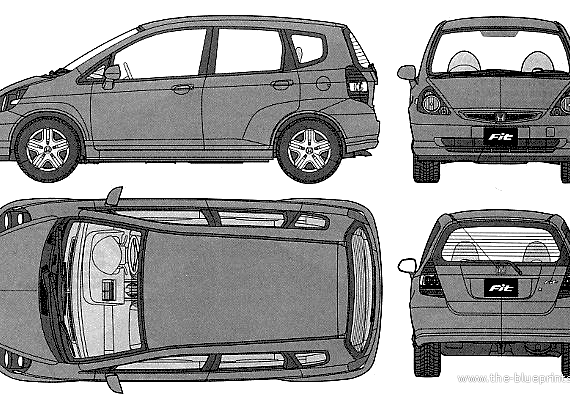 Honda Fit (Honda Jazz) - Хонда - чертежи, габариты, рисунки автомобиля