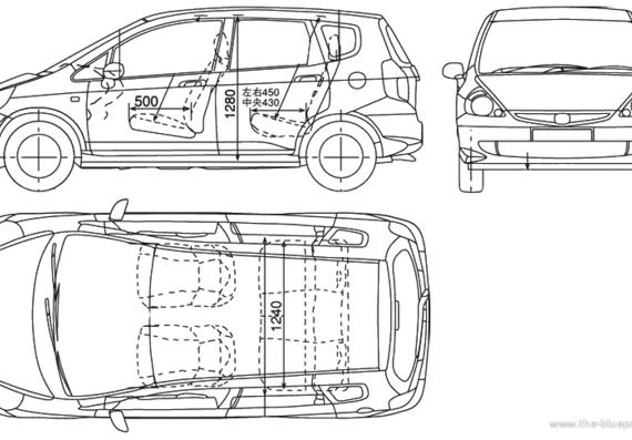 Honda Fit (Jazz) (2005) - Хонда - чертежи, габариты, рисунки автомобиля