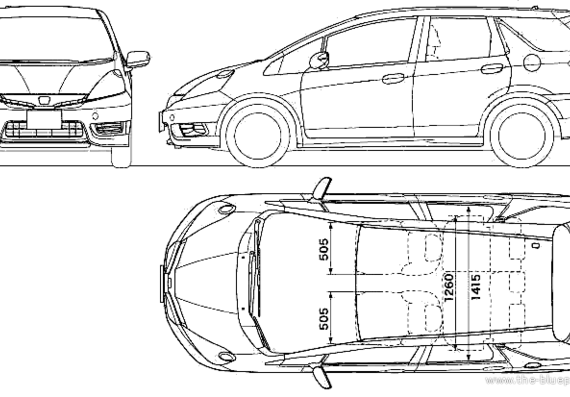 Honda Fit Shuttle (2011) - Хонда - чертежи, габариты, рисунки автомобиля