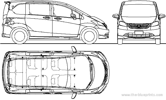 Honda Freed (2008) - Хонда - чертежи, габариты, рисунки автомобиля