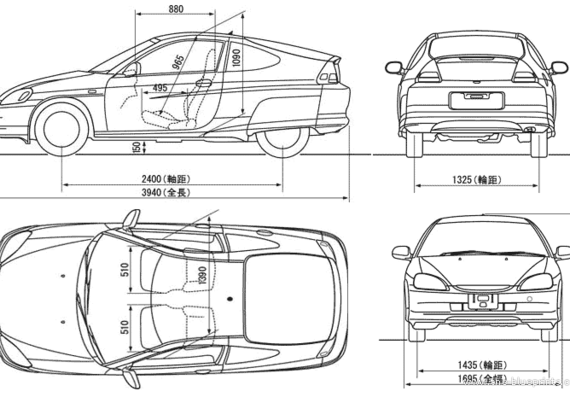 Honda Insight - Хонда - чертежи, габариты, рисунки автомобиля