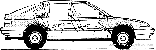 Honda Integra 1.5 5-Door (1986) - Хонда - чертежи, габариты, рисунки автомобиля