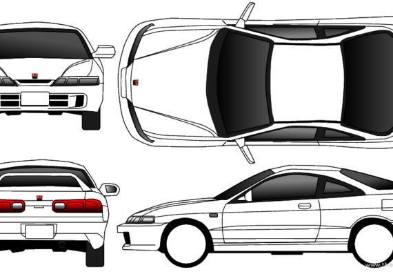 Honda Integra (DC2) JDM - Хонда - чертежи, габариты, рисунки автомобиля