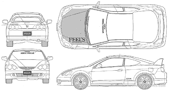 Honda Integra Type-R Feels - Хонда - чертежи, габариты, рисунки автомобиля