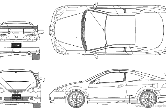 Honda Integra Type R GT-W Wing - Хонда - чертежи, габариты, рисунки автомобиля