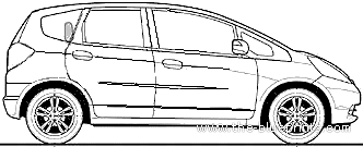Honda Jazz 1.4 ES (2009) - Хонда - чертежи, габариты, рисунки автомобиля