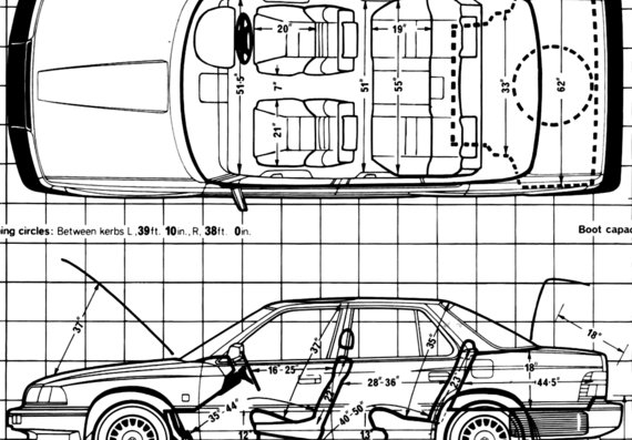 Honda Legend (1988) - Хонда - чертежи, габариты, рисунки автомобиля