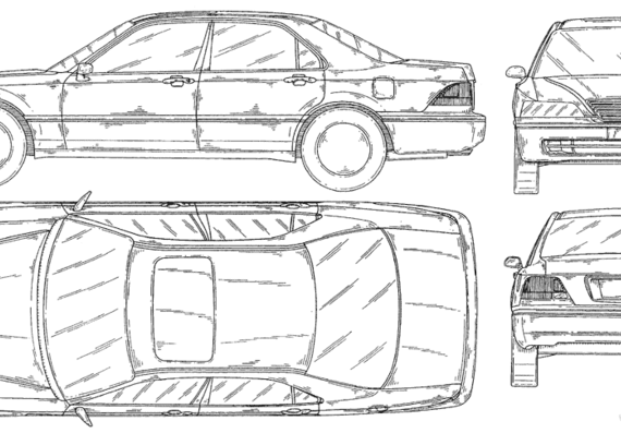 Honda Legend (1992) - Хонда - чертежи, габариты, рисунки автомобиля