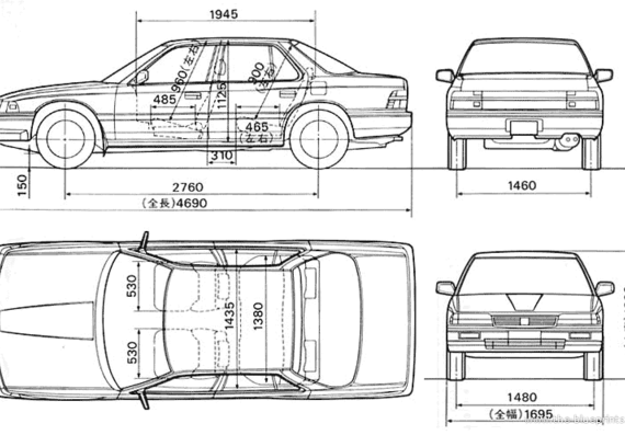 Honda Legend V6 (1985) - Хонда - чертежи, габариты, рисунки автомобиля