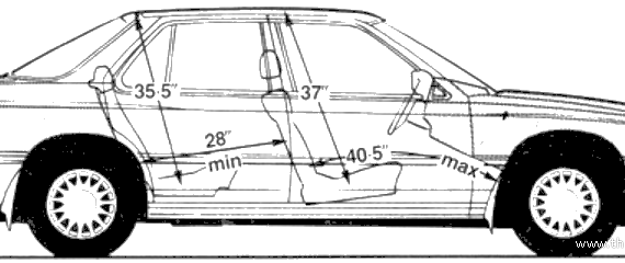 Honda Legend V6 (1986) - Хонда - чертежи, габариты, рисунки автомобиля