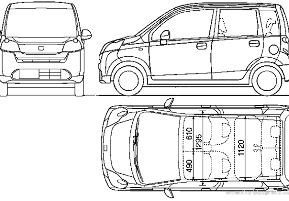 Honda Life (2009) - Хонда - чертежи, габариты, рисунки автомобиля