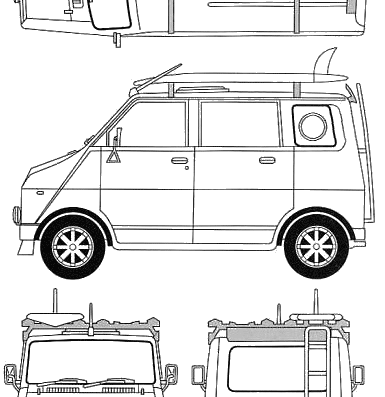 Honda Life Step Van - Хонда - чертежи, габариты, рисунки автомобиля