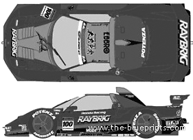 Honda NSX Raybrig (2009) - Хонда - чертежи, габариты, рисунки автомобиля