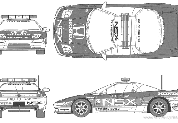 Honda NSX Twin Ring Motegi Safety Car - Хонда - чертежи, габариты, рисунки автомобиля