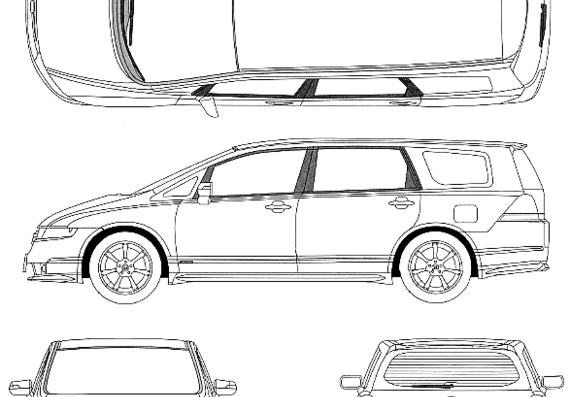Honda Odyssey Absolute (2006) - Хонда - чертежи, габариты, рисунки автомобиля