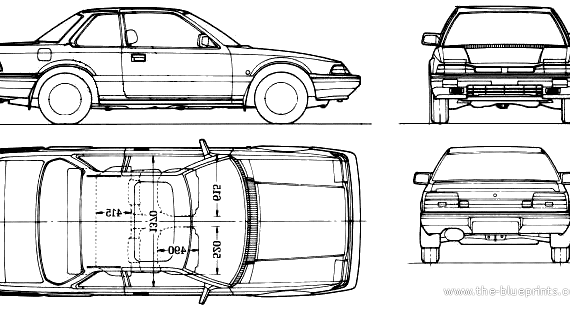 Honda Prelude (1983) - Хонда - чертежи, габариты, рисунки автомобиля